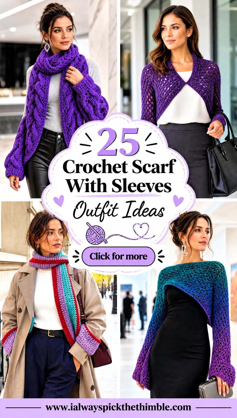 25 Crochet Scarf With Sleeves Outfit Ideas for Easy Layering - 25 Crochet Scarf With Sleeves Outfit Ideas for Easy Layering