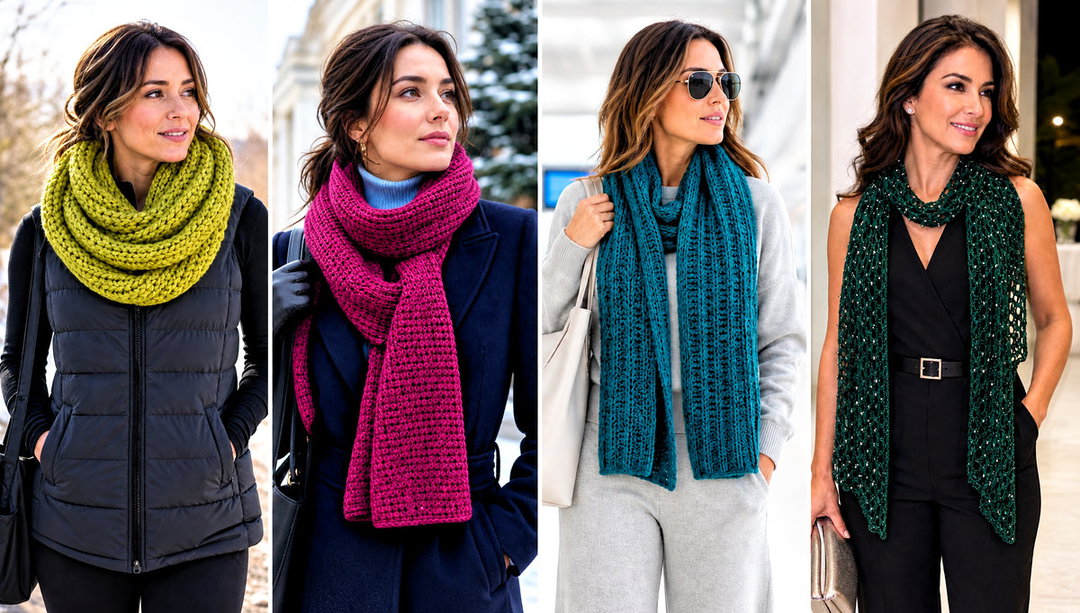 25 Crochet Scarves Outfit Ideas for Casual Weekend Looks