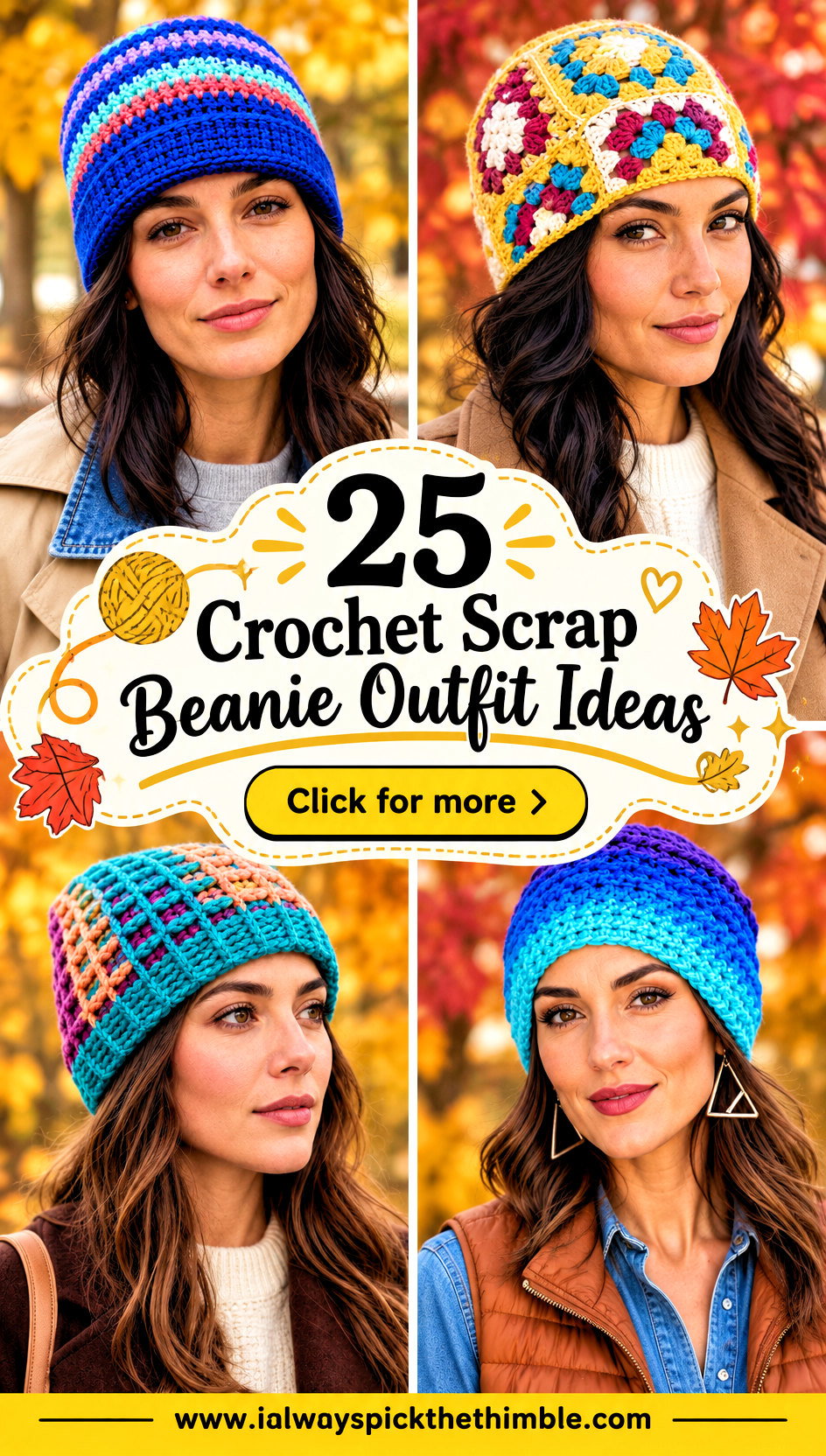 25 Crochet Scrap Beanie Outfit Ideas for Colorful Fall Days - 25 Crochet Scrap Beanie Outfit Ideas for Colorful Fall Days