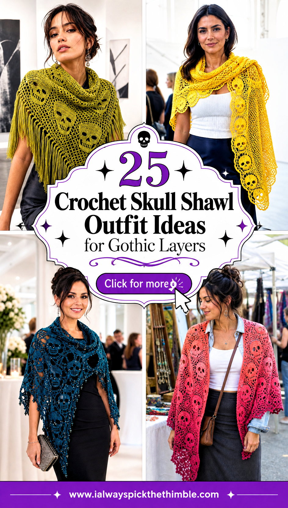 25 Crochet Skull Shawl Outfit Ideas for Gothic Layers - 25 Crochet Skull Shawl Outfit Ideas for Gothic Layers