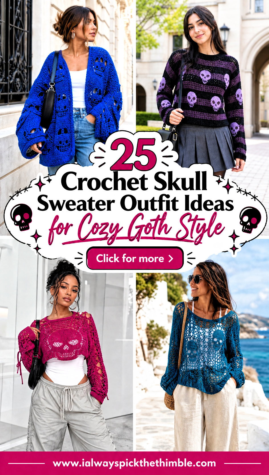 25 Crochet Skull Sweater Outfit Ideas for Cozy Goth Style - 25 Crochet Skull Sweater Outfit Ideas for Cozy Goth Style