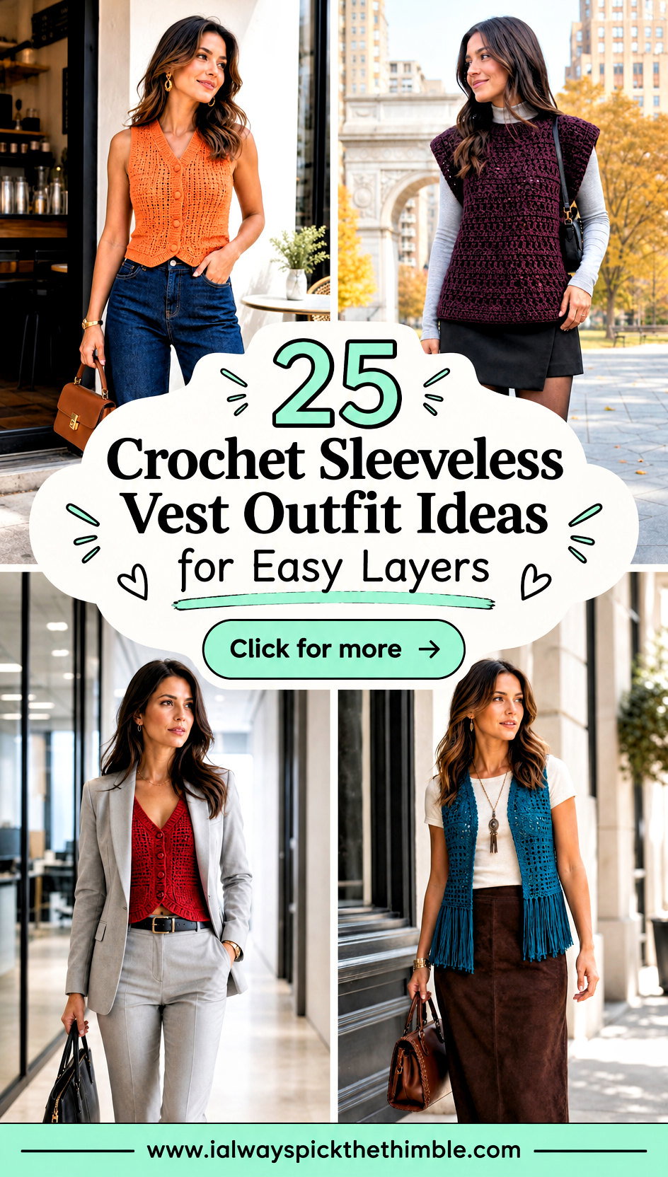 25 Crochet Sleeveless Vest Outfit Ideas for Easy Layers - 25 Crochet Sleeveless Vest Outfit Ideas for Easy Layers