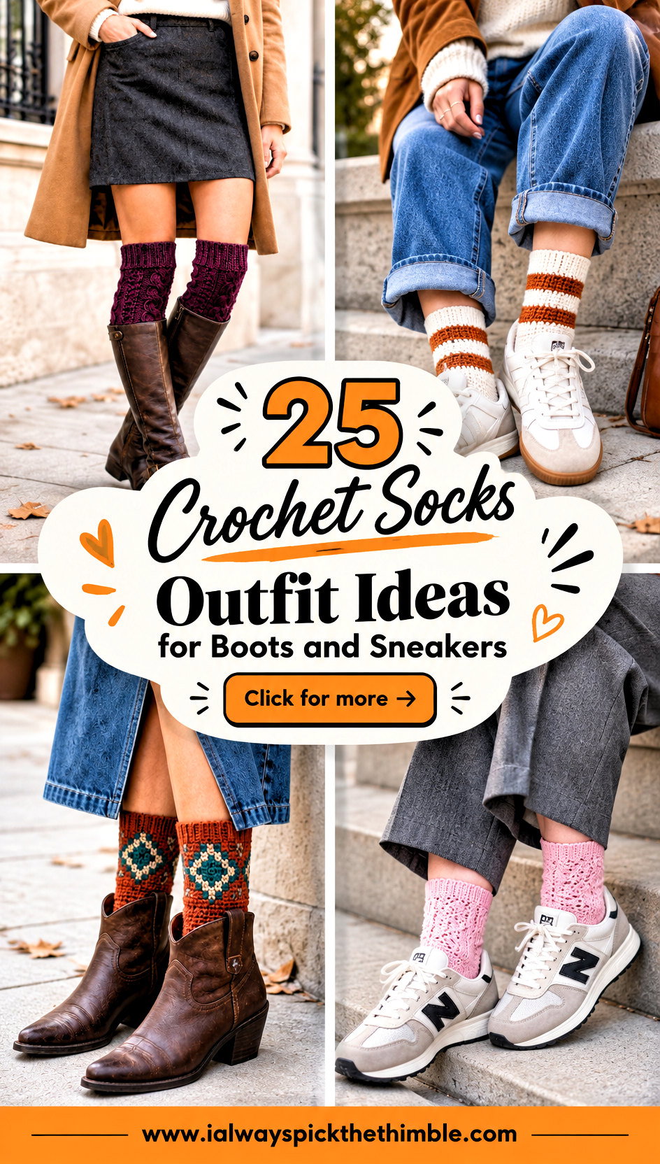 25 Crochet Socks Outfit Ideas for Boots and Sneakers - 25 Crochet Socks Outfit Ideas for Boots and Sneakers