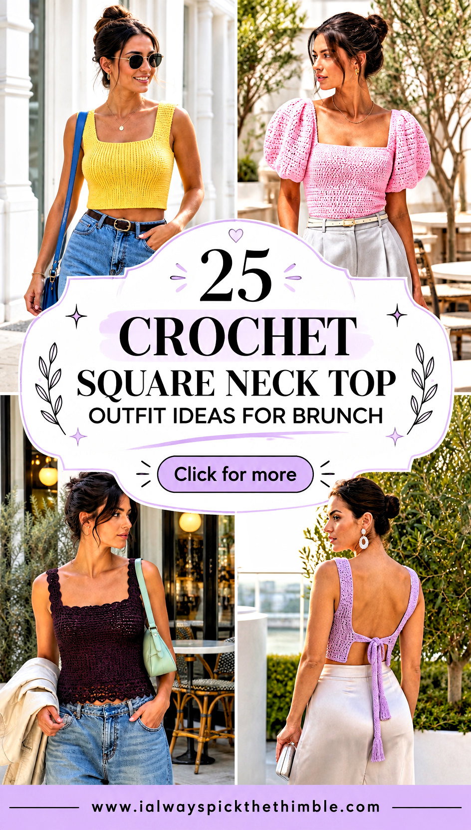 25 Crochet Square Neck Top Outfit Ideas for Brunch - 25 Crochet Square Neck Top Outfit Ideas for Brunch