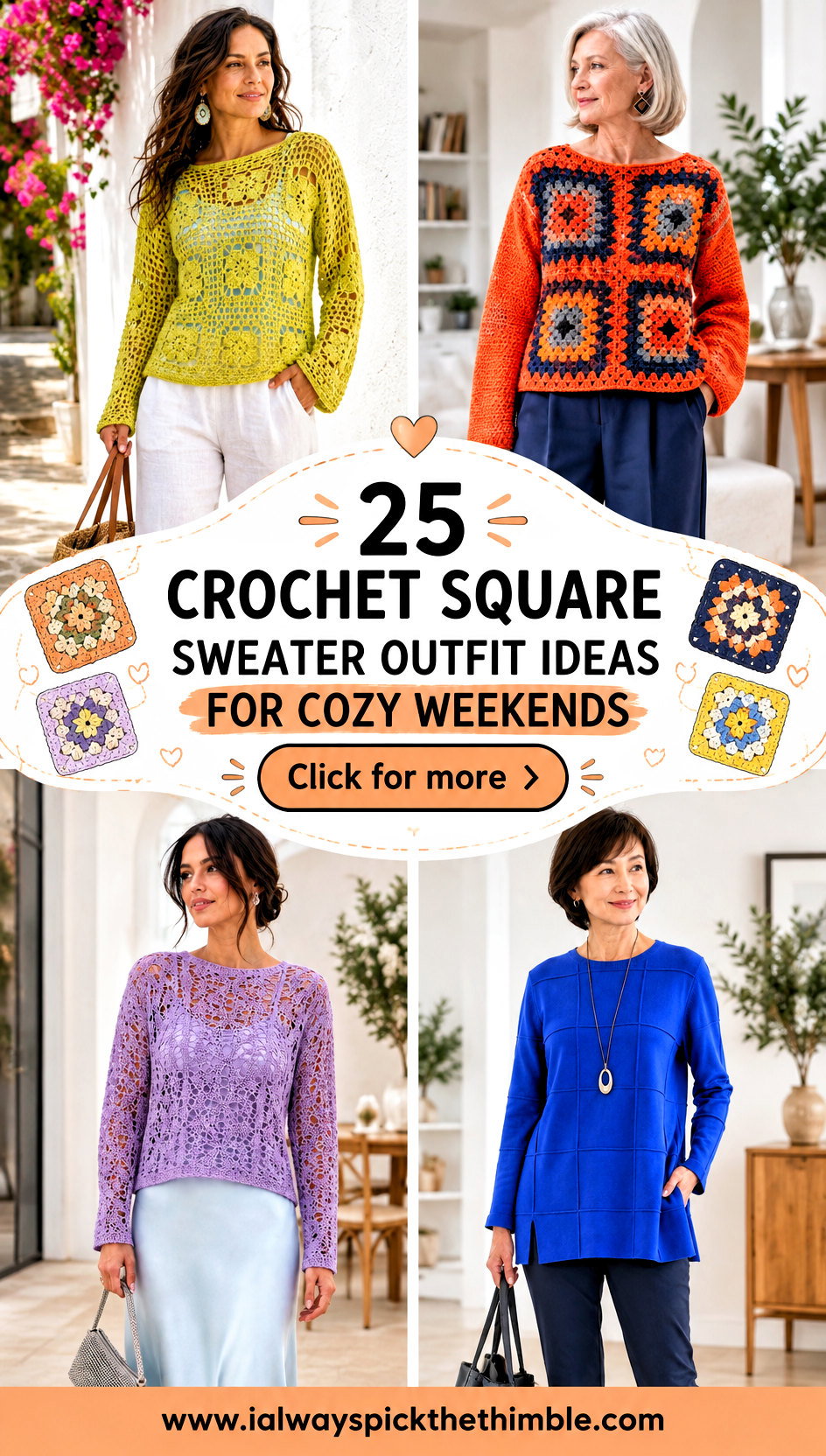 25 Crochet Square Sweater Outfit Ideas for Cozy Weekends - 25 Crochet Square Sweater Outfit Ideas for Cozy Weekends
