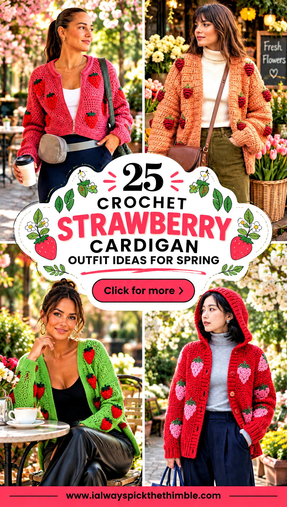 25 Crochet Strawberry Cardigan Outfit Ideas for Spring - 25 Crochet Strawberry Cardigan Outfit Ideas for Spring