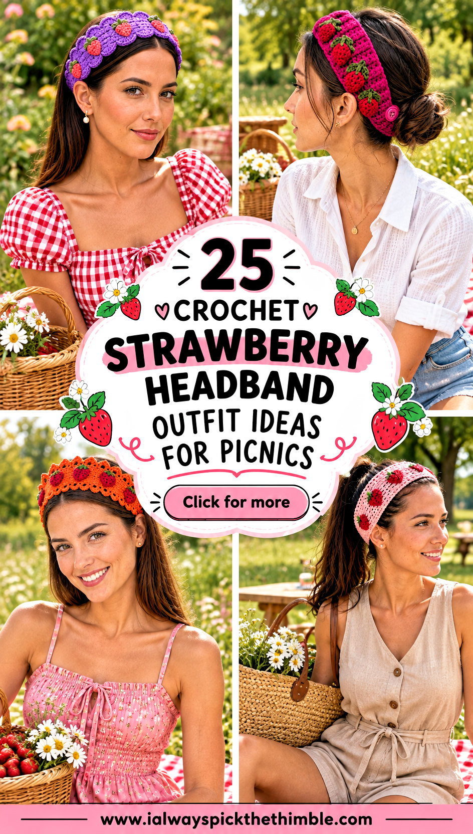 25 Crochet Strawberry Headband Outfit Ideas for Picnics - 25 Crochet Strawberry Headband Outfit Ideas for Picnics