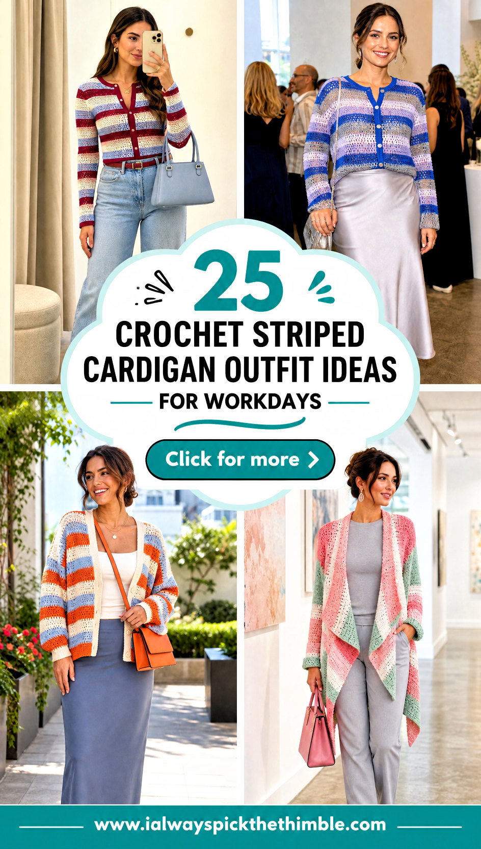 25 Crochet Striped Cardigan Outfit Ideas for Workdays - 25 Crochet Striped Cardigan Outfit Ideas for Workdays