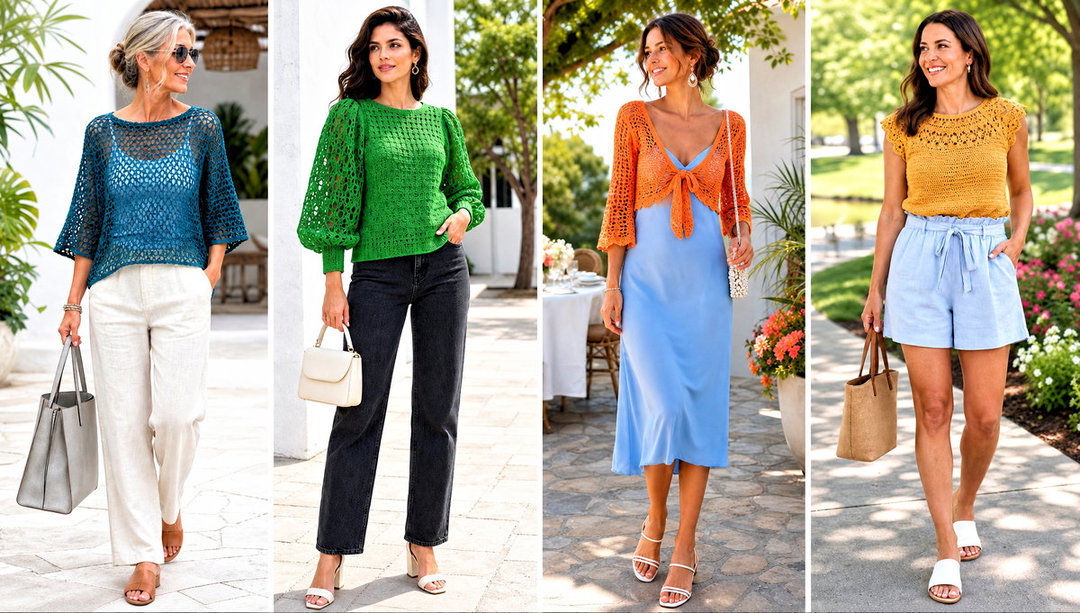 25 Crochet Summer Blouse Outfit Ideas for City Walks