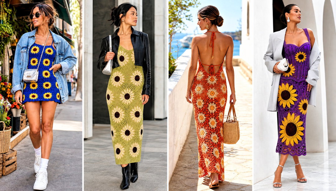 25 Crochet Sunflower Dress Outfit Ideas for Picnic Days