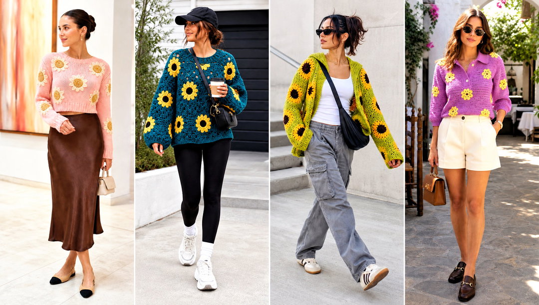 25 Crochet Sunflower Sweater Outfit Ideas for Cozy Fall Days