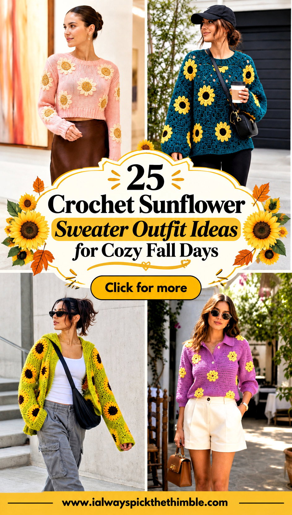 25 Crochet Sunflower Sweater Outfit Ideas for Cozy Fall Days - 25 Crochet Sunflower Sweater Outfit Ideas for Cozy Fall Days