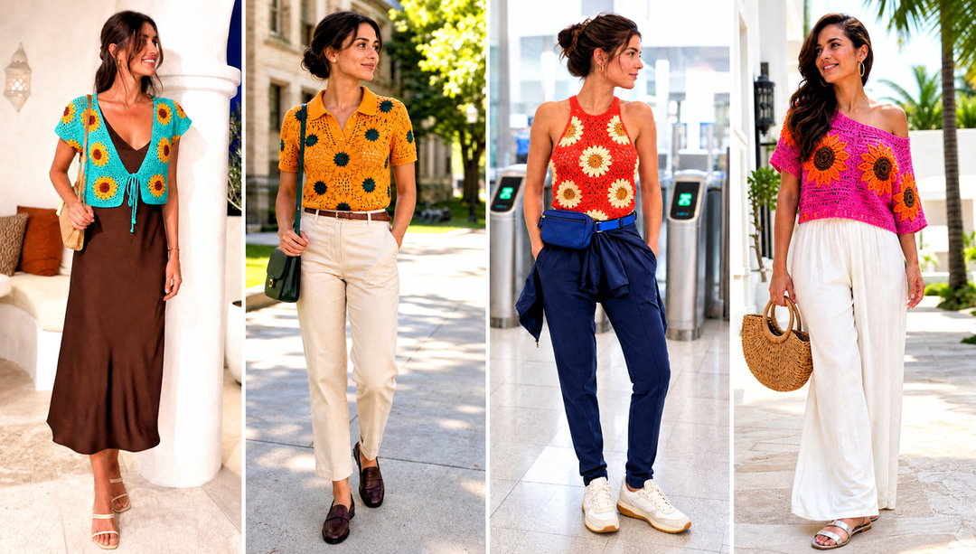 25 Crochet Sunflower Top Outfit Ideas for Playful Daywear