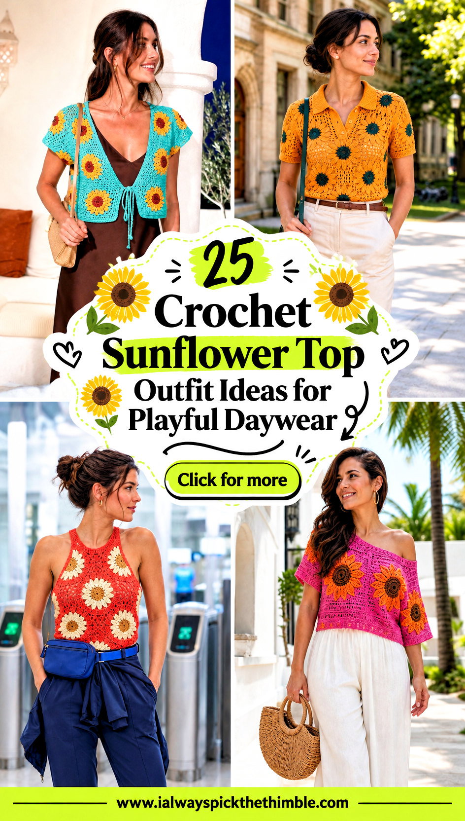 25 Crochet Sunflower Top Outfit Ideas for Playful Daywear - 25 Crochet Sunflower Top Outfit Ideas for Playful Daywear