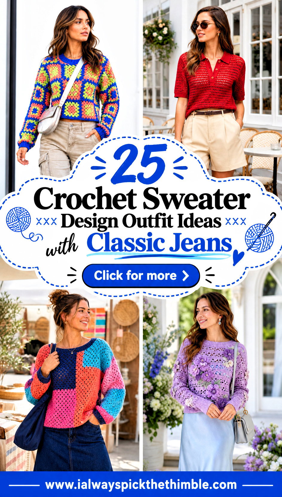 25 Crochet Sweater Design Outfit Ideas with Classic Jeans - 25 Crochet Sweater Design Outfit Ideas with Classic Jeans
