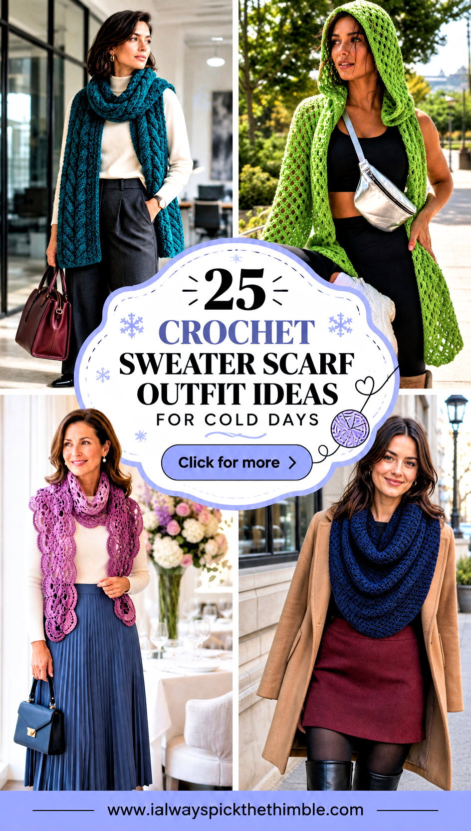 25 Crochet Sweater Scarf Outfit Ideas for Cold Days - 25 Crochet Sweater Scarf Outfit Ideas for Cold Days