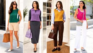 25 Crochet Sweater Vest Outfit Ideas for Office Layers