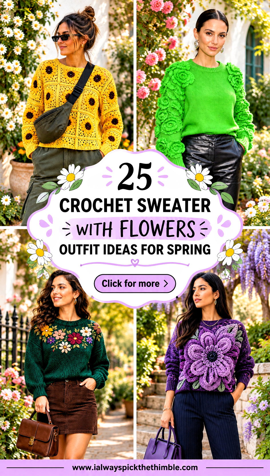25 Crochet Sweater With Flowers Outfit Ideas for Spring - 25 Crochet Sweater With Flowers Outfit Ideas for Spring
