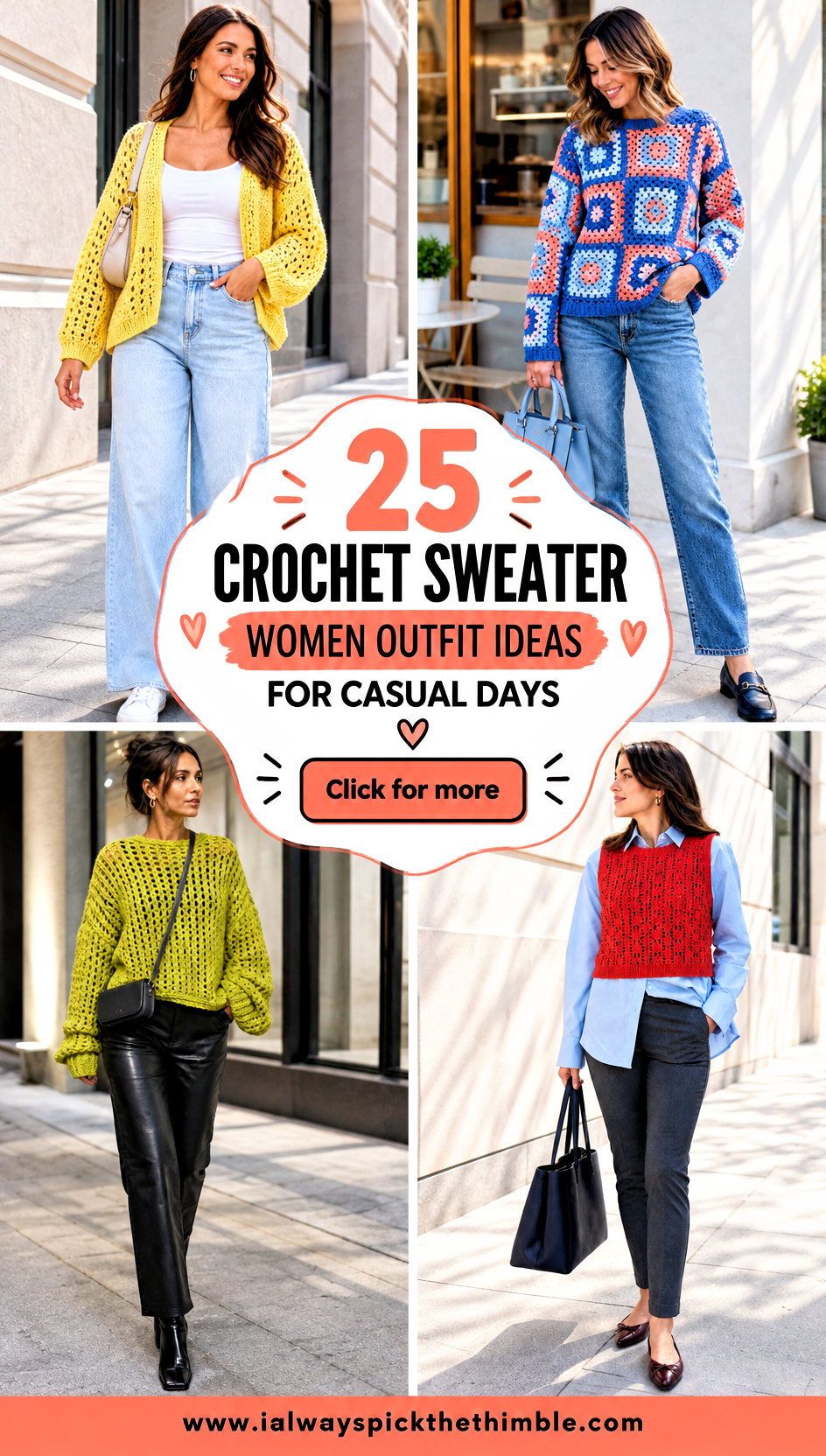 25 Crochet Sweater Women Outfit Ideas for Casual Days - 25 Crochet Sweater Women Outfit Ideas for Casual Days