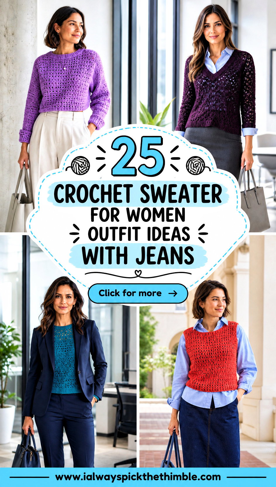 25 Crochet Sweater for Women Outfit Ideas With Jeans - 25 Crochet Sweater for Women Outfit Ideas With Jeans