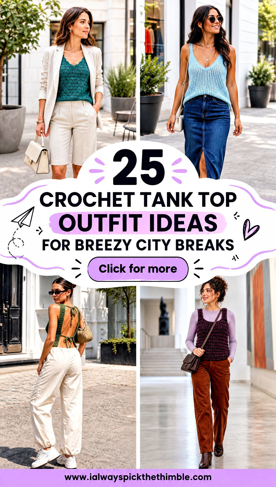 25 Crochet Tank Top Outfit Ideas for Breezy City Breaks - 25 Crochet Tank Top Outfit Ideas for Breezy City Breaks