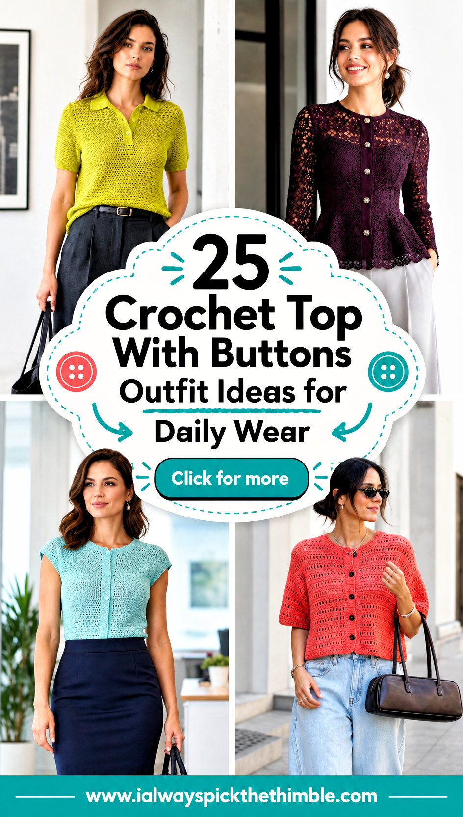 25 Crochet Top With Buttons Outfit Ideas for Daily Wear - 25 Crochet Top With Buttons Outfit Ideas for Daily Wear