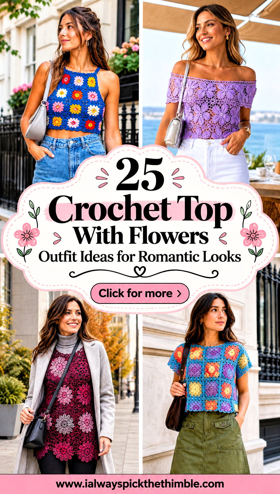25 Crochet Top With Flowers Outfit Ideas for Romantic Looks - 25 Crochet Top With Flowers Outfit Ideas for Romantic Looks