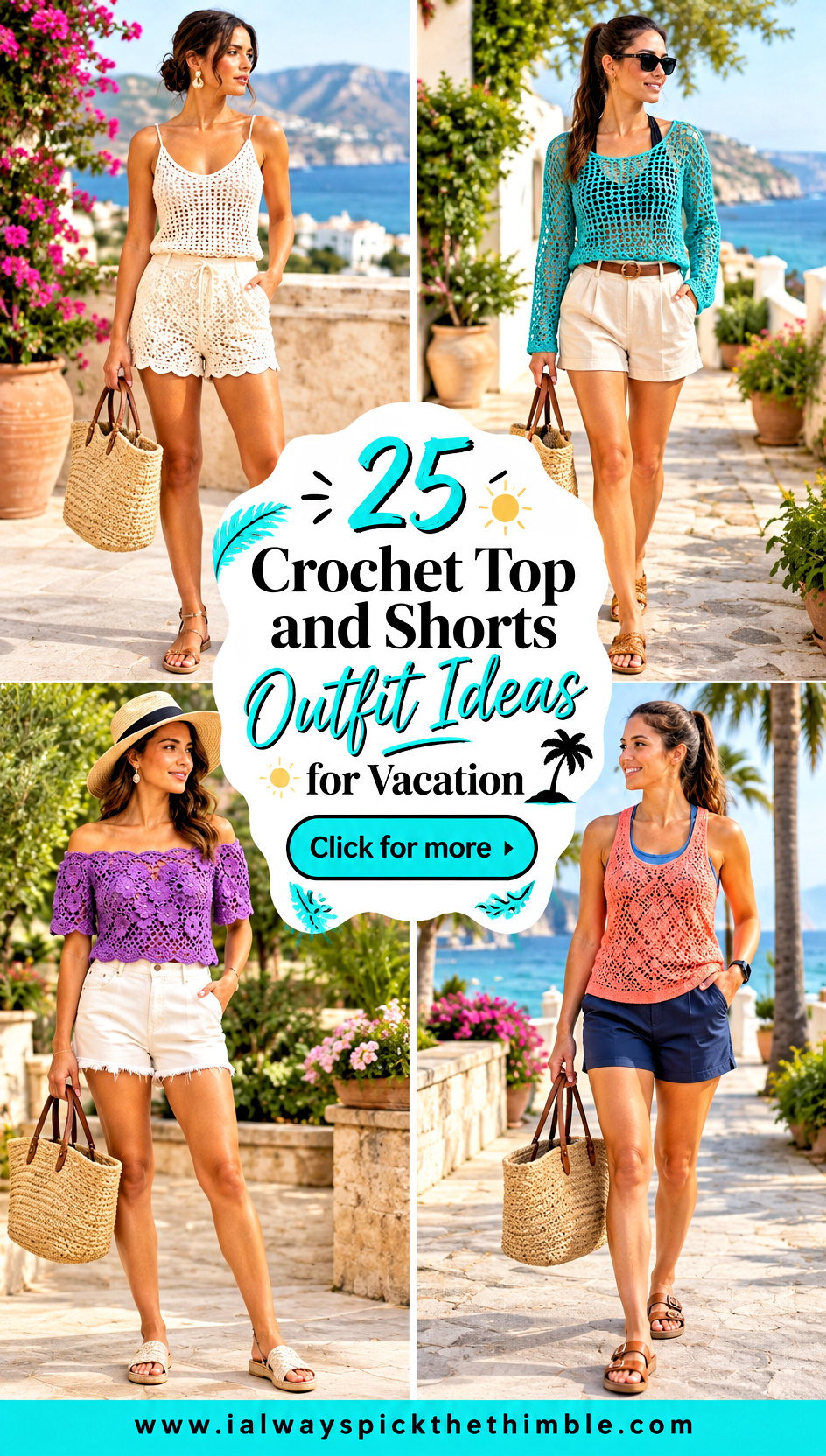25 Crochet Top and Shorts Outfit Ideas for Vacation - 25 Crochet Top and Shorts Outfit Ideas for Vacation