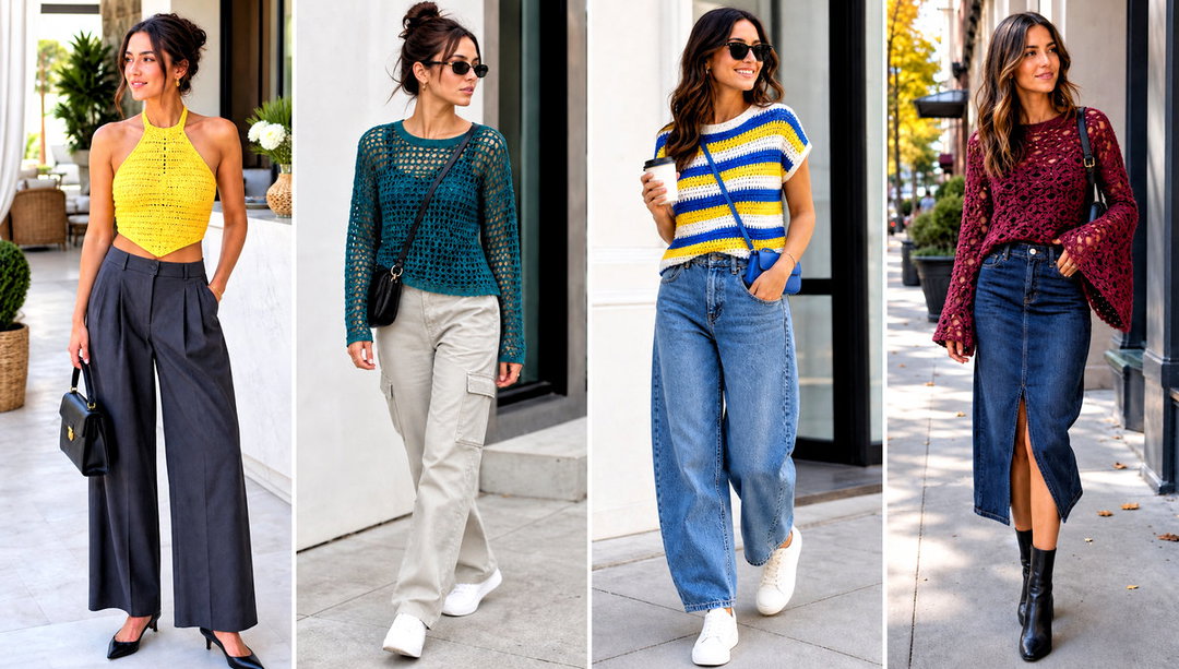 25 Crochet Tops Outfit Ideas for Simple Vacation Packing
