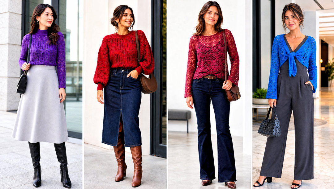 25 Crochet Tops With Sleeves Outfit Ideas for Layered Looks