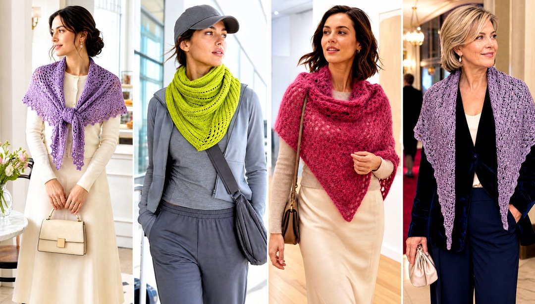 25 Crochet Triangle Shawl Outfit Ideas for Breezy Evenings