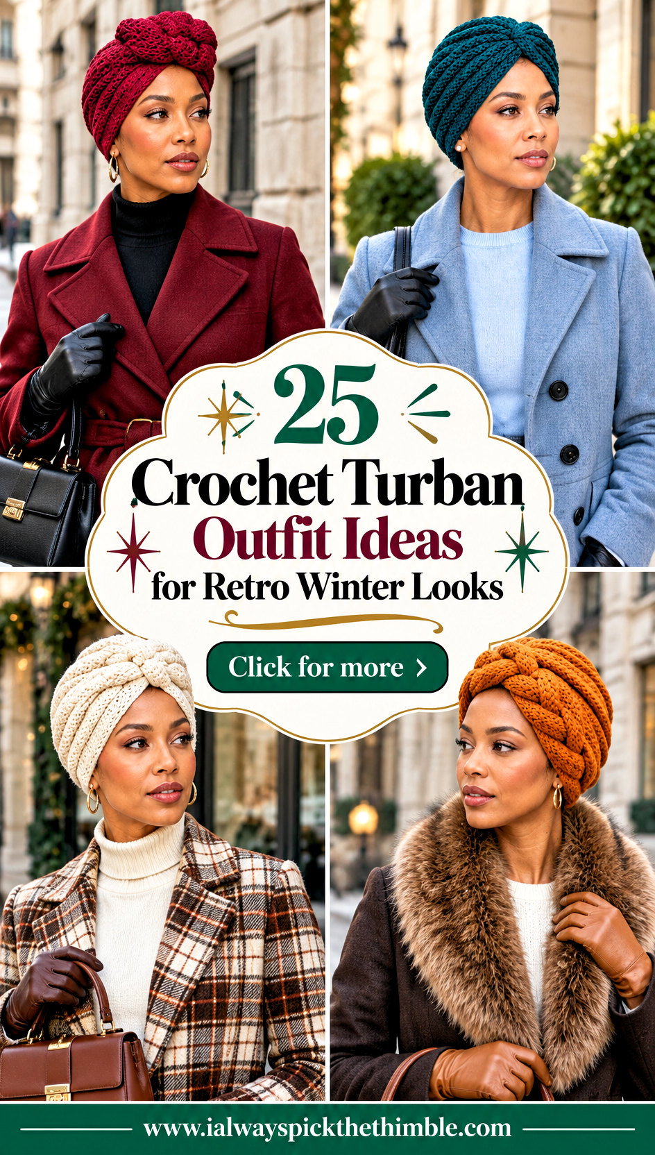25 Crochet Turban Outfit Ideas for Retro Winter Looks - 25 Crochet Turban Outfit Ideas for Retro Winter Looks