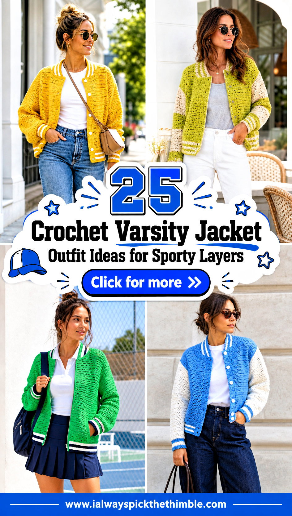 25 Crochet Varsity Jacket Outfit Ideas for Sporty Layers - 25 Crochet Varsity Jacket Outfit Ideas for Sporty Layers