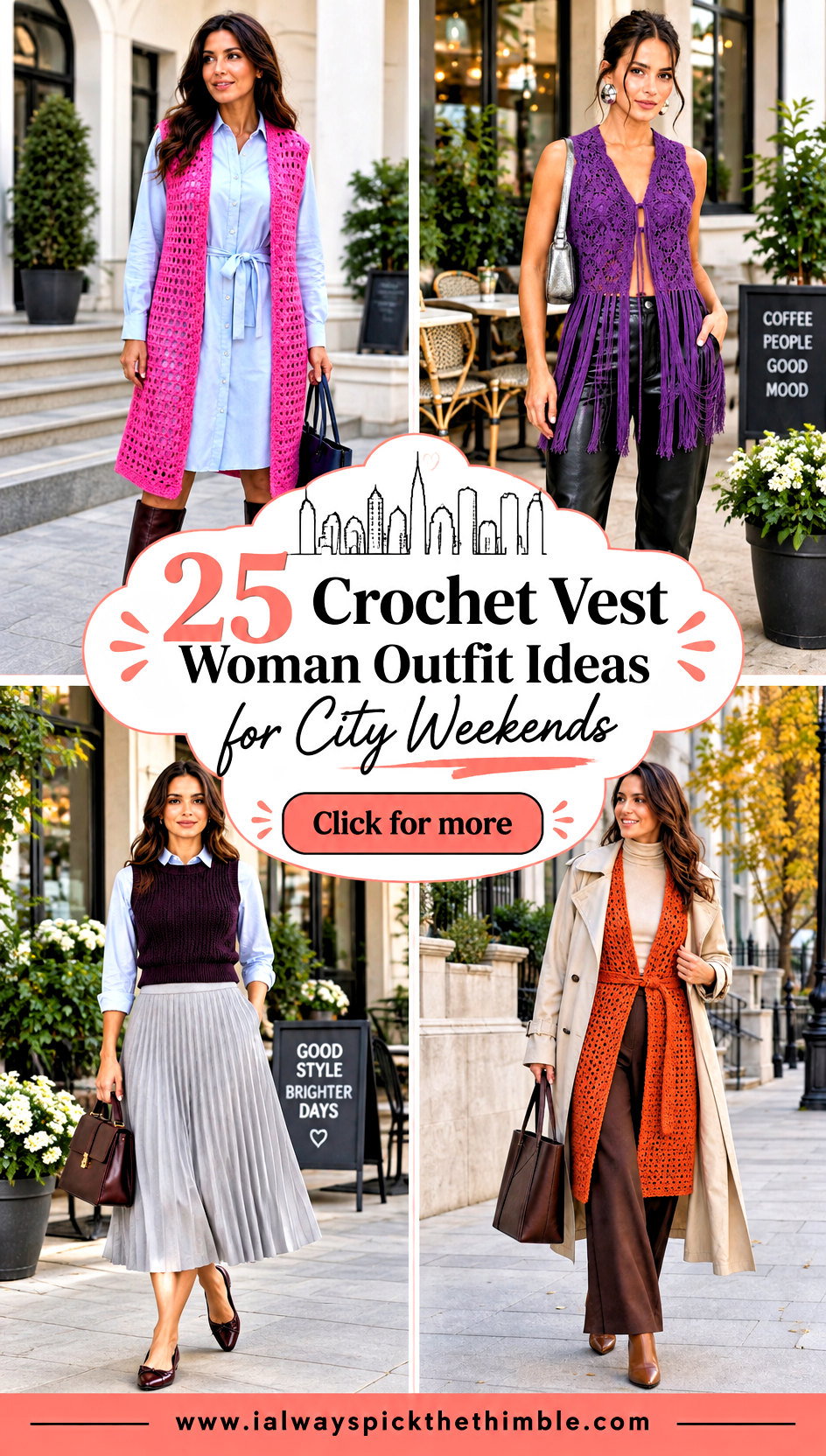 25 Crochet Vest Woman Outfit Ideas for City Weekends - 25 Crochet Vest Woman Outfit Ideas for City Weekends