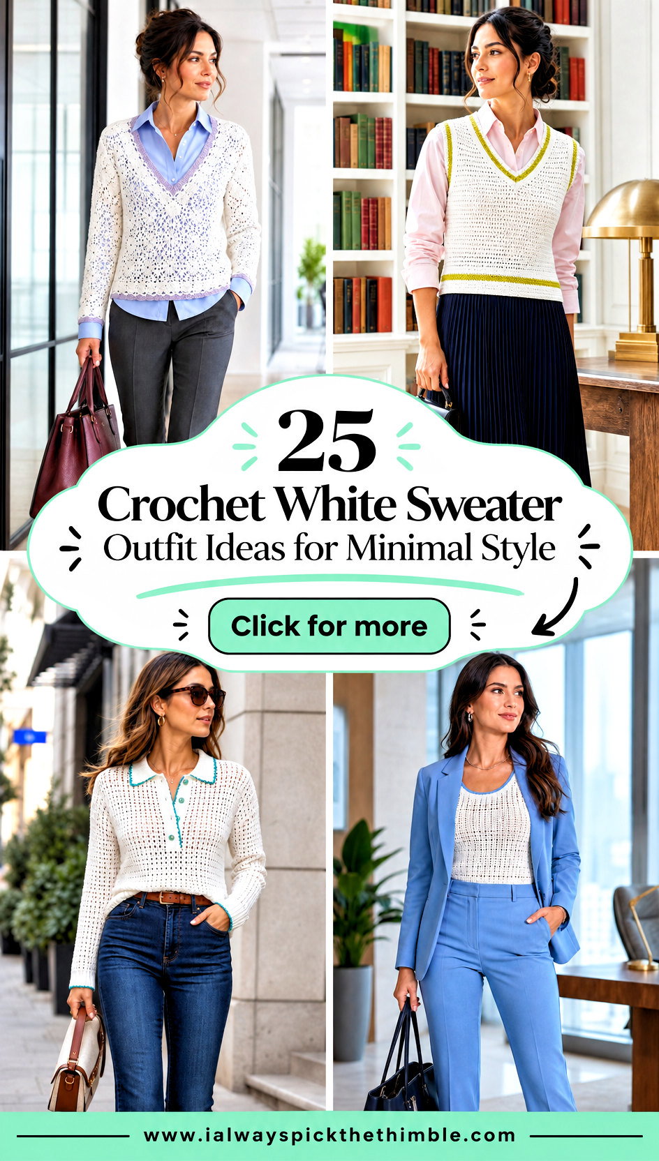 25 Crochet White Sweater Outfit Ideas for Minimal Style - 25 Crochet White Sweater Outfit Ideas for Minimal Style