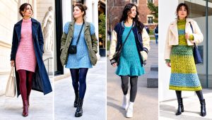 25 Crochet Winter Dress Outfit Ideas With Boots and Tights