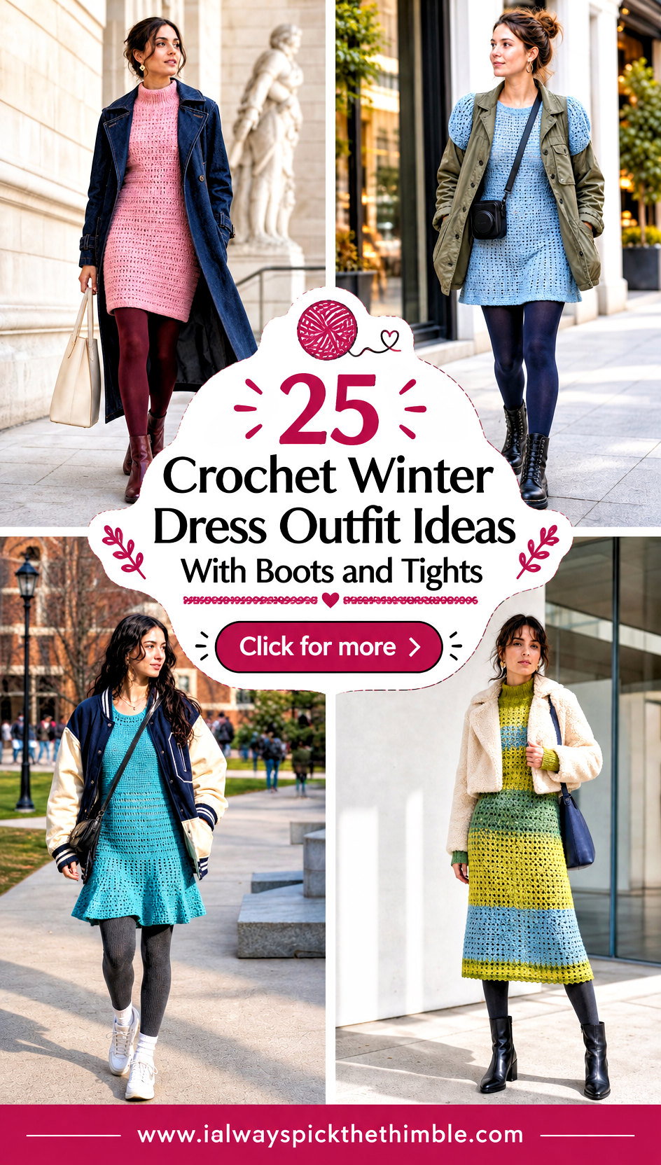 25 Crochet Winter Dress Outfit Ideas With Boots and Tights - 25 Crochet Winter Dress Outfit Ideas With Boots and Tights