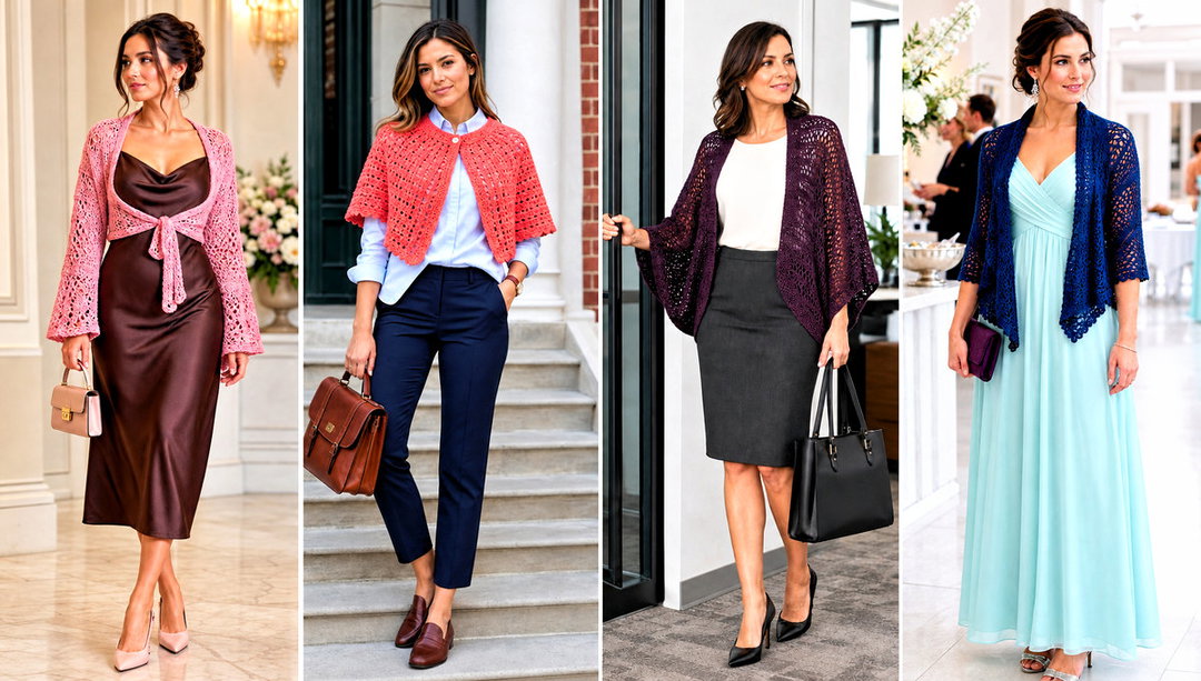 25 Crochet Wrap Shrug Outfit Ideas for Sleeveless Dresses