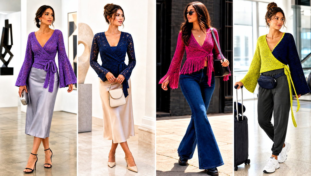 25 Crochet Wrap Top Outfit Ideas for High-Waisted Jeans