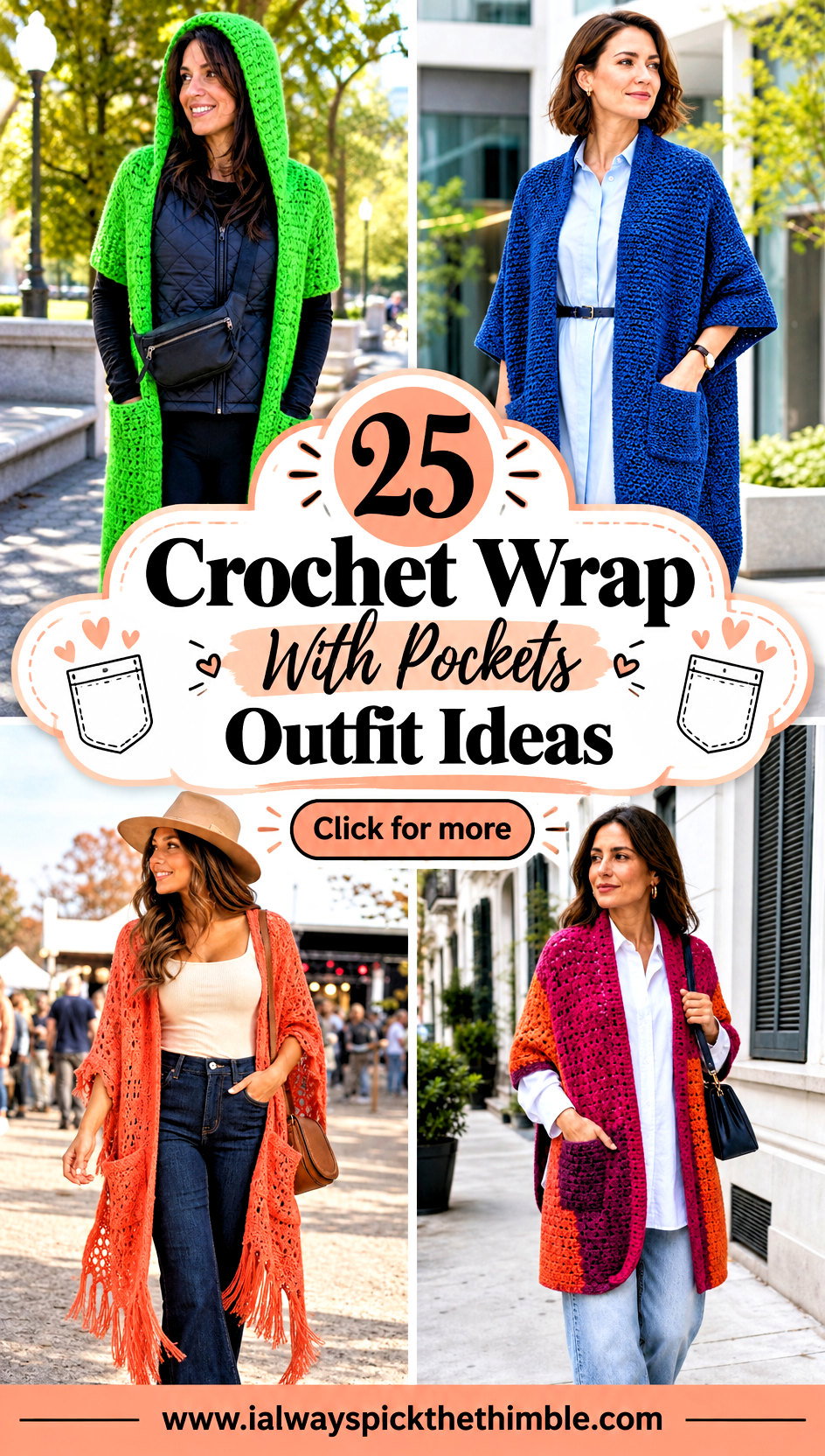 25 Crochet Wrap With Pockets Outfit Ideas for Cozy Errands - 25 Crochet Wrap With Pockets Outfit Ideas for Cozy Errands