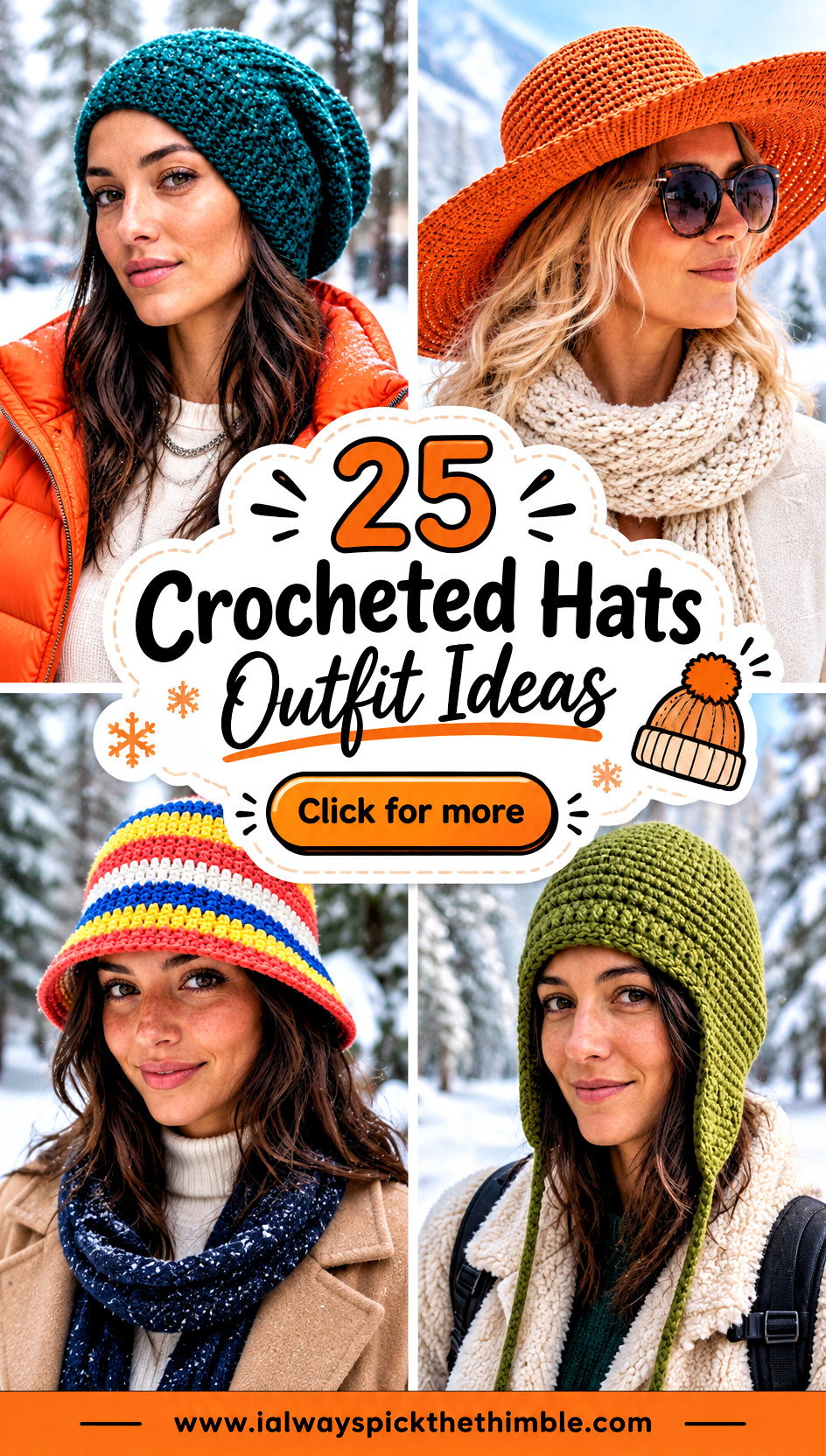 25 Crocheted Hats Outfit Ideas for Playful Winter Style - 25 Crocheted Hats Outfit Ideas for Playful Winter Style