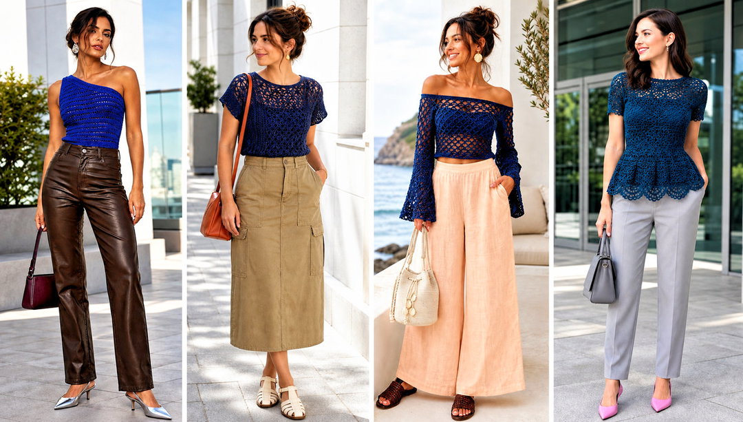 25 Dark Blue Crochet Top Outfit Ideas for Casual Weekends