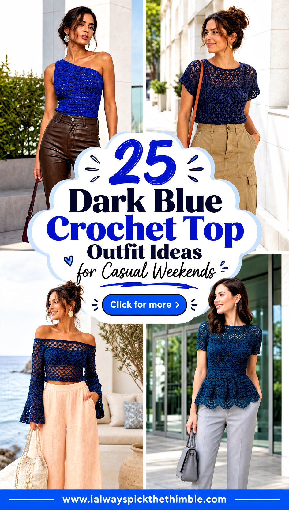 25 Dark Blue Crochet Top Outfit Ideas for Casual Weekends - 25 Dark Blue Crochet Top Outfit Ideas for Casual Weekends