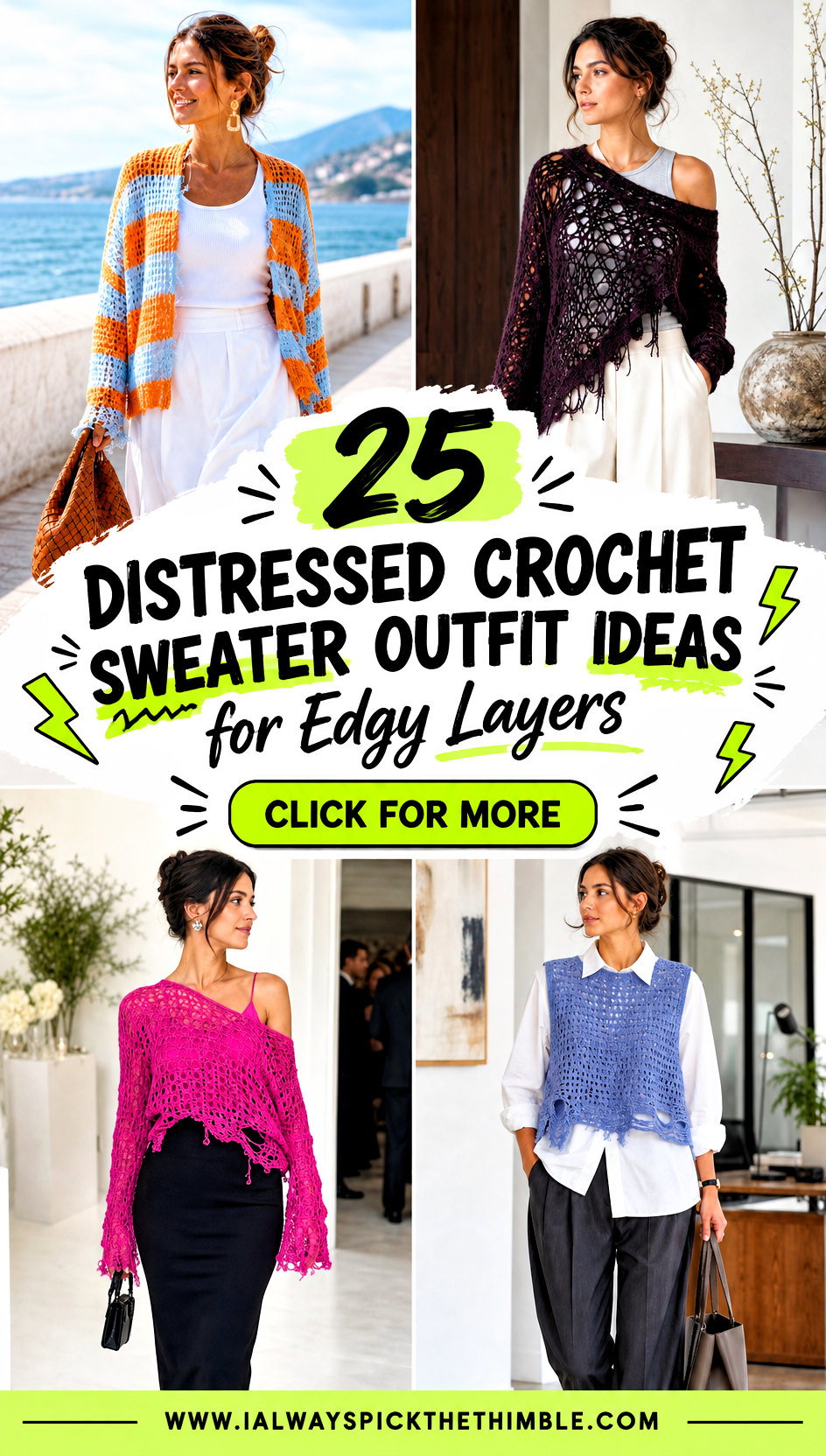 25 Distressed Crochet Sweater Outfit Ideas for Edgy Layers - 25 Distressed Crochet Sweater Outfit Ideas for Edgy Layers