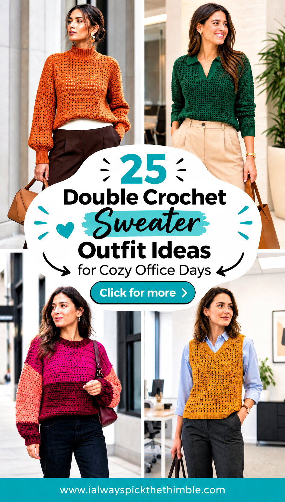 25 Double Crochet Sweater Outfit Ideas for Cozy Office Days - 25 Double Crochet Sweater Outfit Ideas for Cozy Office Days