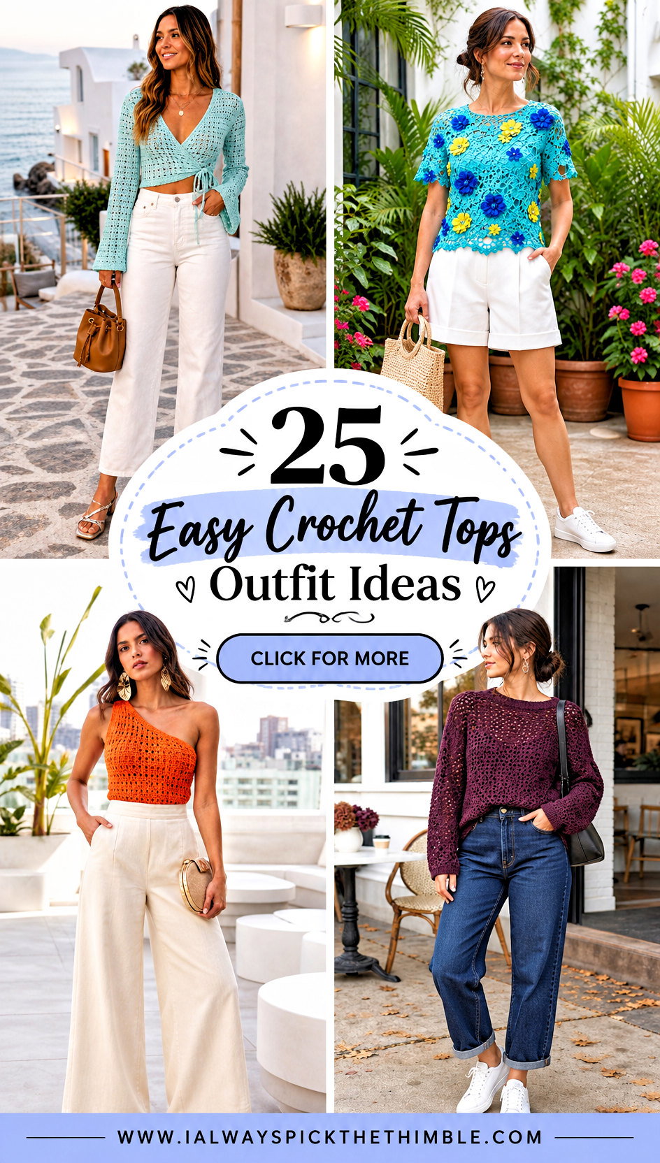 25 Easy Crochet Tops Outfit Ideas for Jeans and Shorts - 25 Easy Crochet Tops Outfit Ideas for Jeans and Shorts