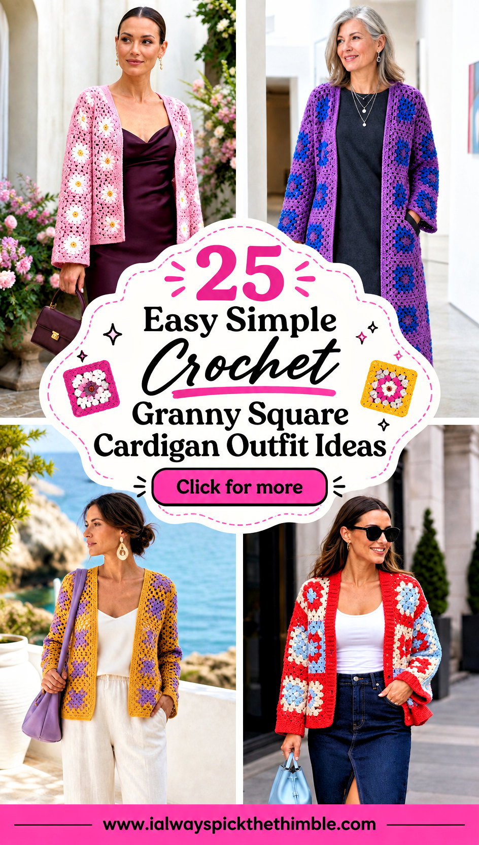 25 Easy Simple Crochet Granny Square Cardigan Outfit Ideas - 25 Easy Simple Crochet Granny Square Cardigan Outfit Ideas