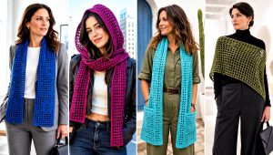 25 Filet Crochet Scarf Outfit Ideas for Light Autumn Layers