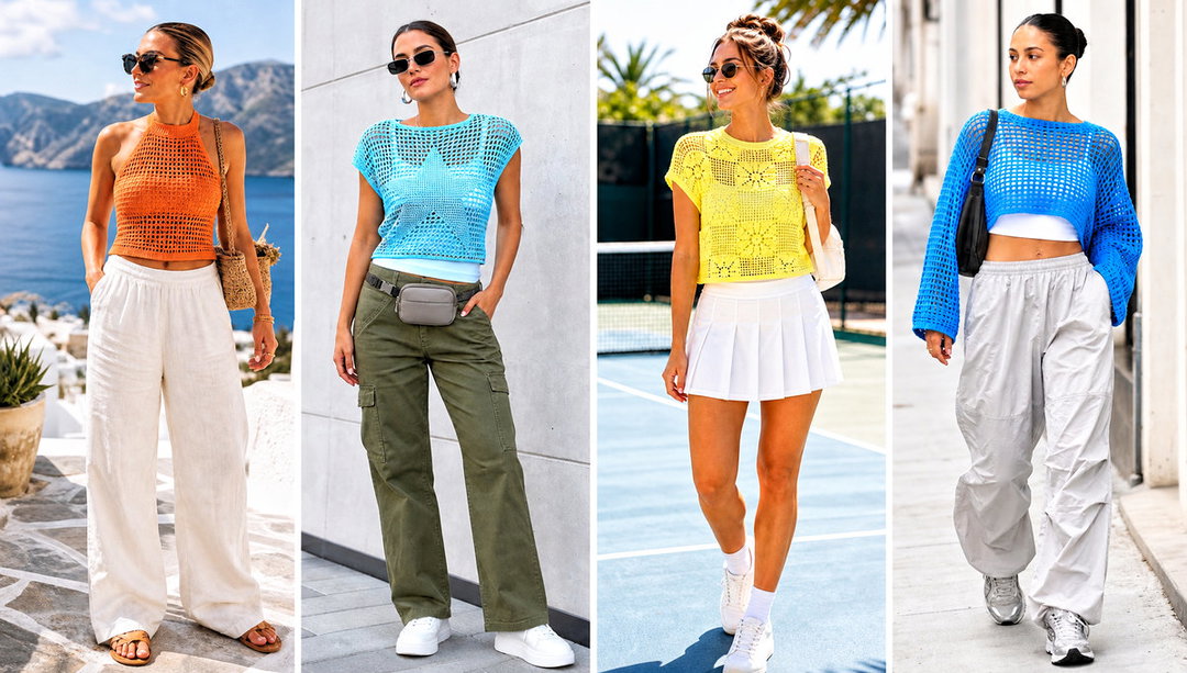 25 Filet Crochet Top Outfit Ideas for Beachside Style