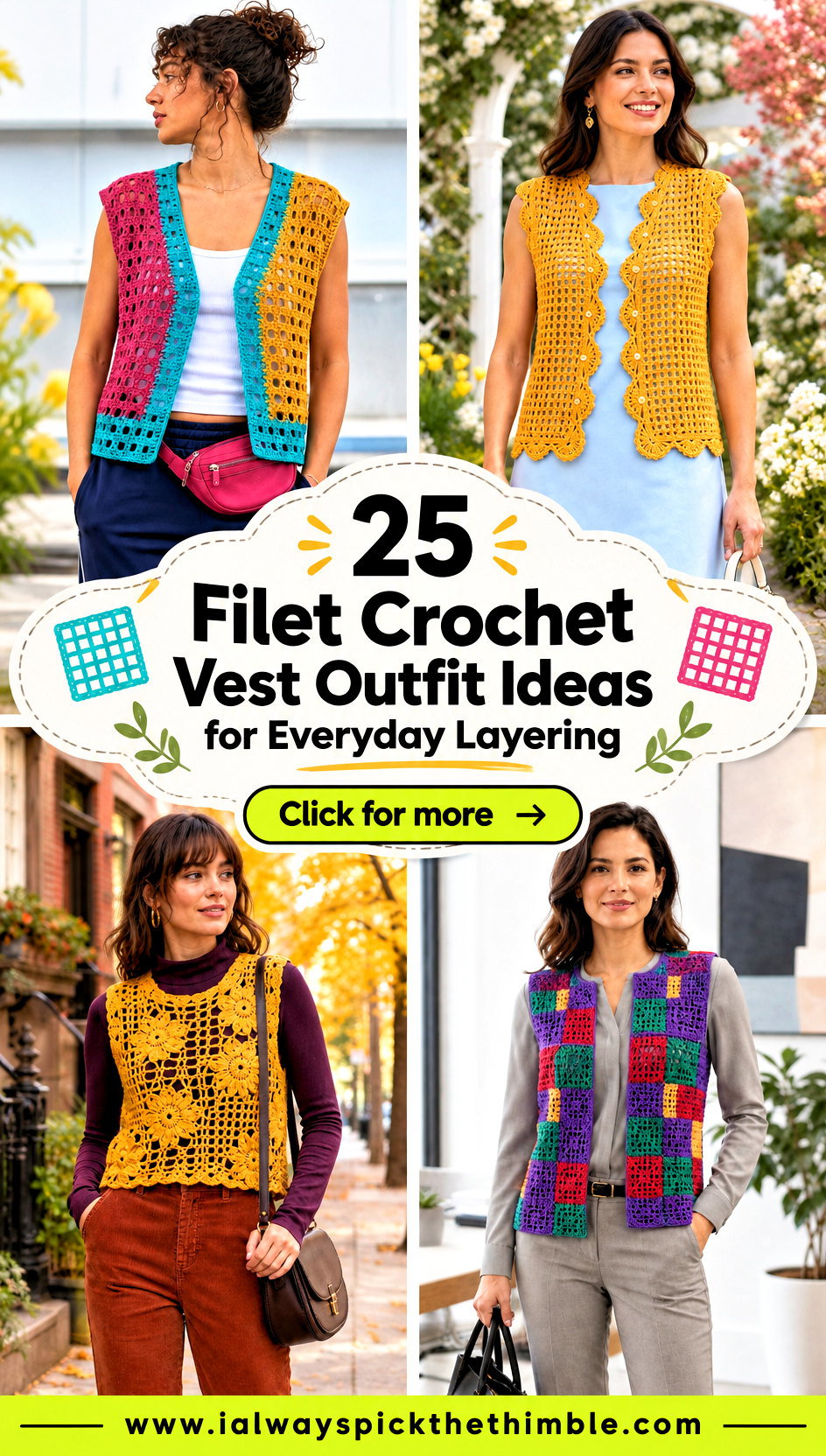 25 Filet Crochet Vest Outfit Ideas for Everyday Layering - 25 Filet Crochet Vest Outfit Ideas for Everyday Layering